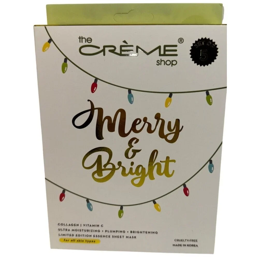 Creme Shop Merry & Bright Face Mask Sheets Set of 5 Collagen Vitamin C NEW